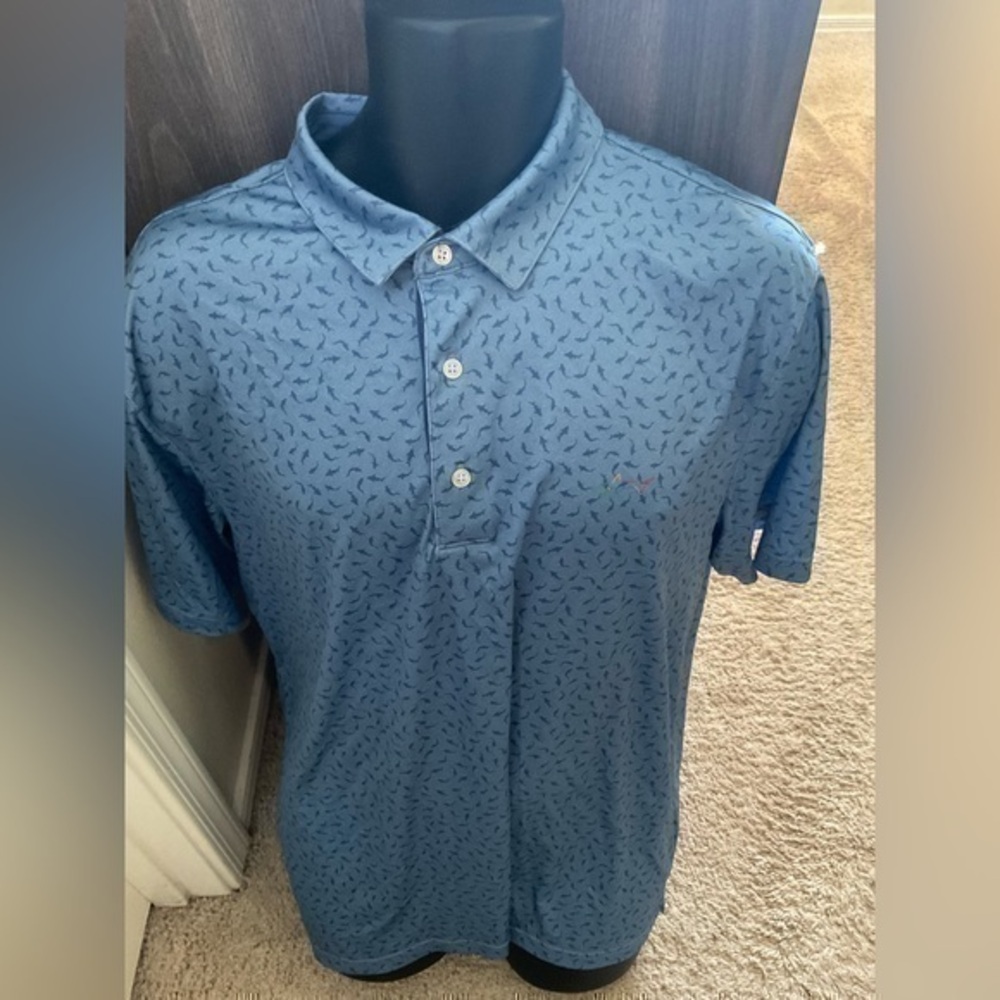 Men’s used size L large play dry Greg Norman golf polo shirt blue